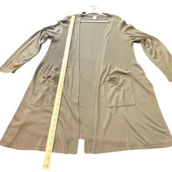 Terra & Sky Olive Green Open Front Longline Cardigan Sweater Women’s Plus 2X - Picture 7 of 10